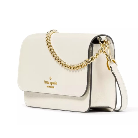 New Kate Spade Madison Small Flap Crossbody Saffiano Leather Meringue - Picture 3 of 5